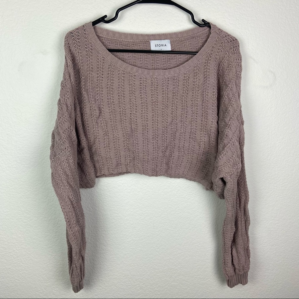 Storia Dusty Rose Pink Knit Cropped Sweater